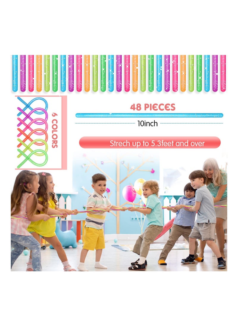 Generic - Colorful Noodle Stretchy String Fidget Toys Elastic Strings for Birthday Party Treasure Box Classroom Rewards Carnival Prizes Colour Random, 24 Pcs - Image 1