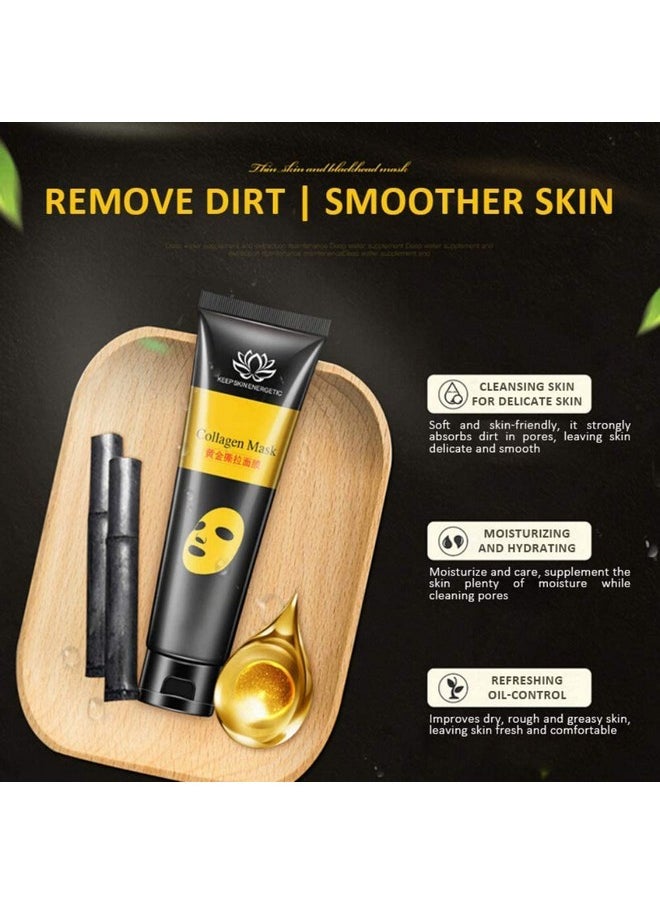 KlsyChry 24K Gold Mask Collagen Peel Off Face Mask Blackhead Remover Facial Mask Mud Anti Wrinkle Skin Care Face Lifting Firming Moisturize 60G  - Image 5