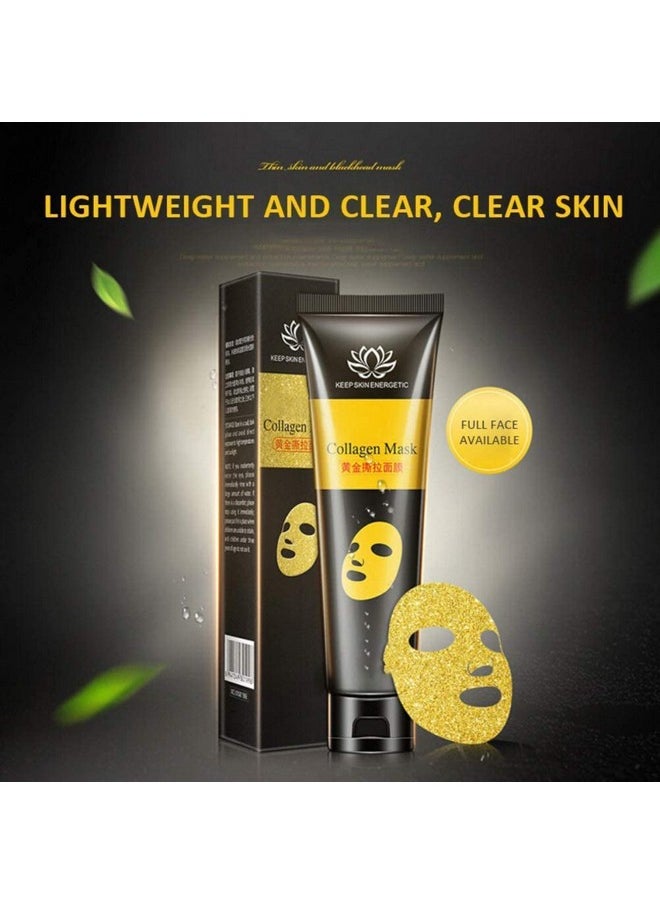 KlsyChry 24K Gold Mask Collagen Peel Off Face Mask Blackhead Remover Facial Mask Mud Anti Wrinkle Skin Care Face Lifting Firming Moisturize 60G  - Image 4