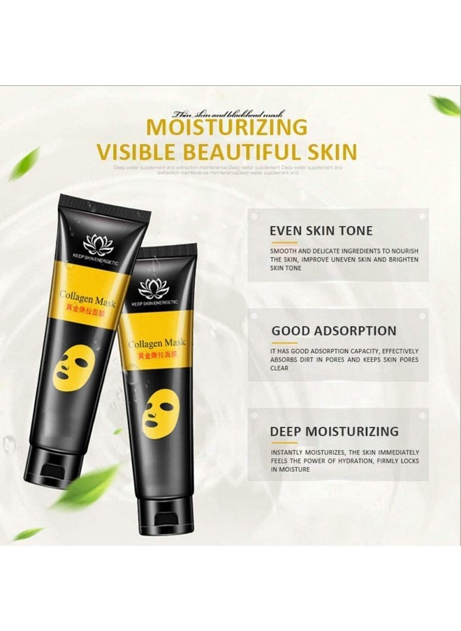 KlsyChry 24K Gold Mask Collagen Peel Off Face Mask Blackhead Remover Facial Mask Mud Anti Wrinkle Skin Care Face Lifting Firming Moisturize 60G  - Image 3