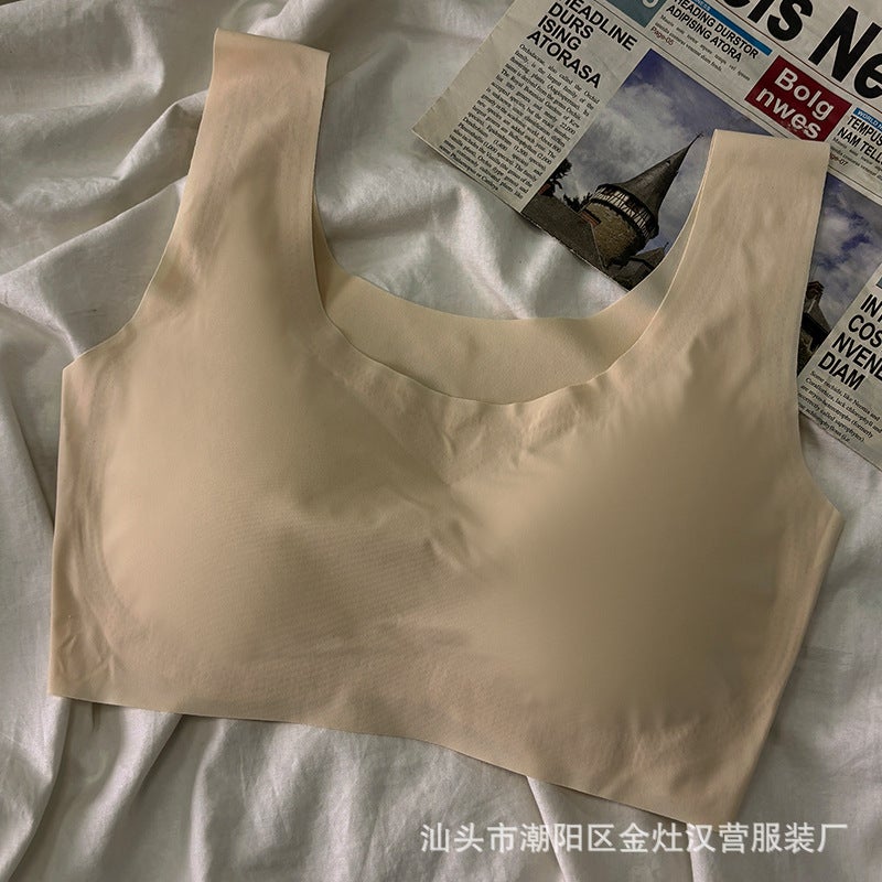 Traceless Lingerie Girl Suspenders Ice Silk Summer Simple Sports No Steel Ring Bra Student Gathered Chest Vest - Image 1