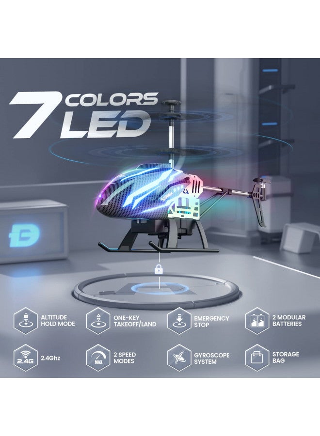 DEERC طائرة هليكوبتر تحكم عن بعد DEERC DE23، طائرات هليكوبتر RC مع 7 ألوان ضوء، بطاريتين قابلة للتبديل للعب لمدة 24 دقيقة، تثبيت الارتفاع، زر واحد للإقلاع/الهبوط، لعبة طائرة داخلية بتردد 2.4GHz للأولاد والبنات - Image 1