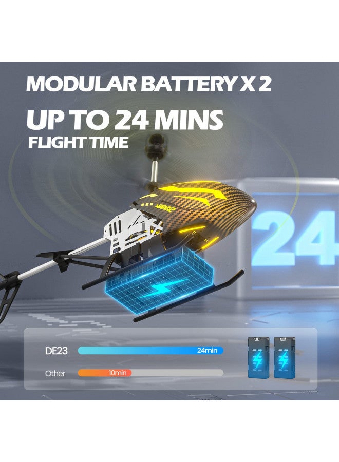 DEERC طائرة هليكوبتر تحكم عن بعد DEERC DE23، طائرات هليكوبتر RC مع 7 ألوان ضوء، بطاريتين قابلة للتبديل للعب لمدة 24 دقيقة، تثبيت الارتفاع، زر واحد للإقلاع/الهبوط، لعبة طائرة داخلية بتردد 2.4GHz للأولاد والبنات - Image 2