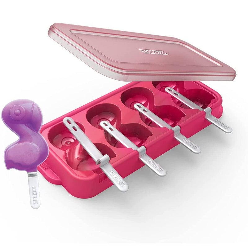 Zoku Ice Pop Mold for thinKitchen:, Pink Flamingo, Set of 4, Pink