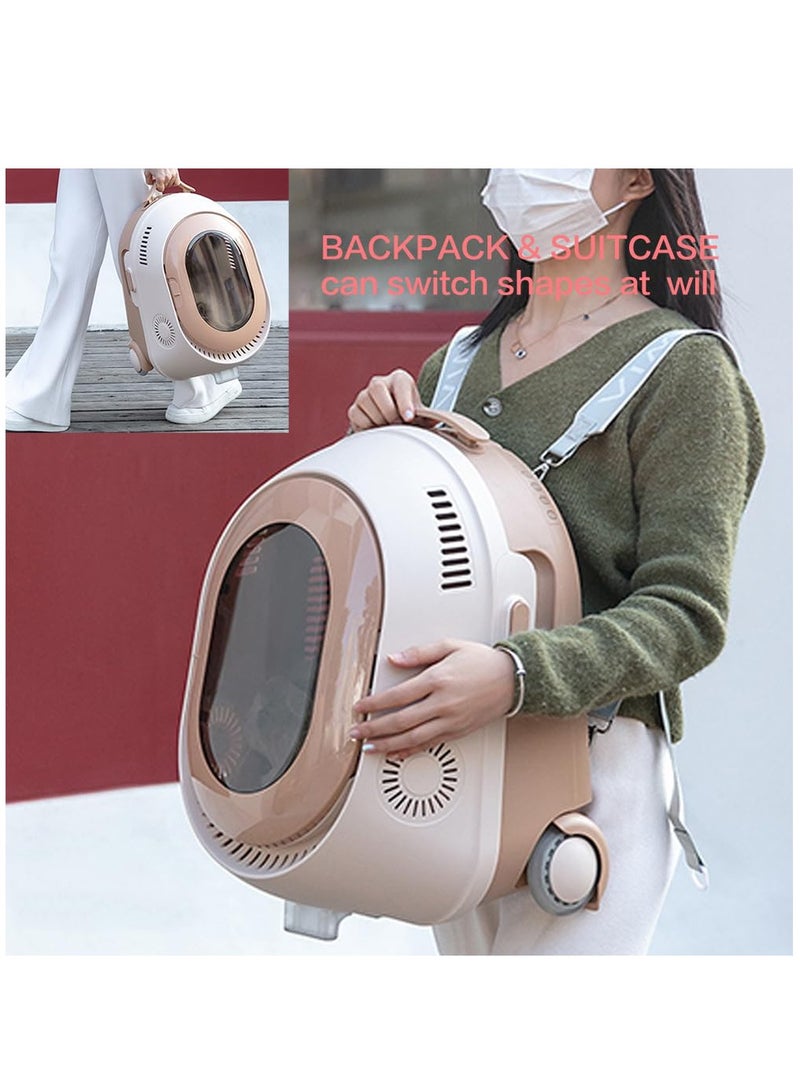 Arabest Pull Rod Pet Backpack with Inbuilt Cold Fog Cooling & Fan & Light, Pet Trolley Case with Silent Wheel, Suitable for Travel, Hiking, Spacious Pet Outdoor Backpack for Cats Puppies  - Image 3
