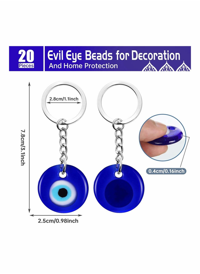 20 Pieces Turkish Blue Eye Keychain Charms Pendants Crafting Glass Keychain with Keyring Hanging Ornament Jewelry Accessories Amulet for Good Luck - Image 2