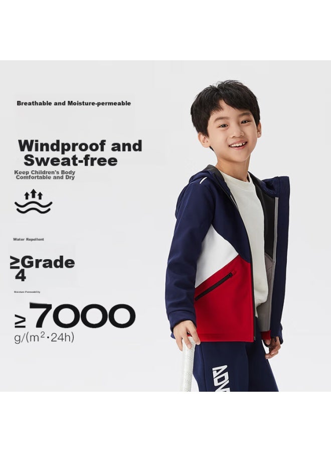 Toread Flagship Children's Jacket For Boys, Autumn And Winter Style, Warm And Windproof Soft Shell Sportswear, Energetic Red, Size 140 - Image 4