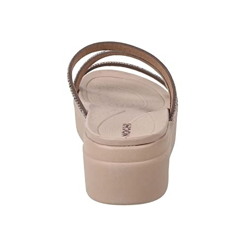 Mochi Women Beige Wedge Heel Comfort Sandal UK/7 EU/40 (34-97) - Image 3
