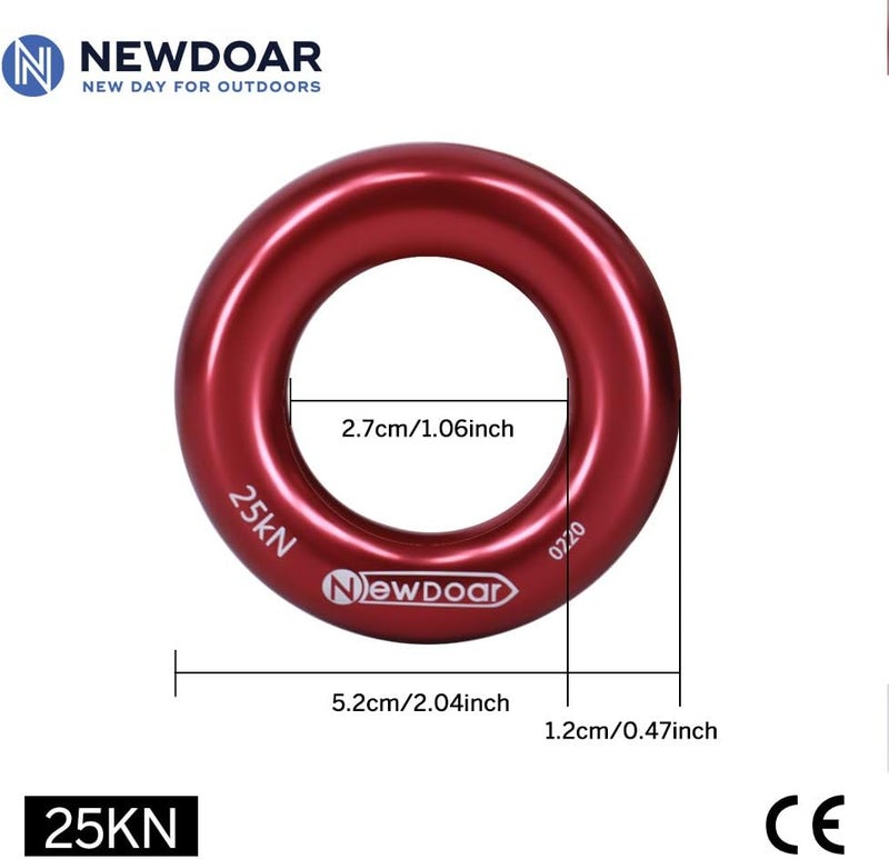 Newdoar Rappel Ring 25kN Gold Large O-Ring Rope Connector for Rock Climbing Arborist Rescue Hammock and Slackline - Image 2