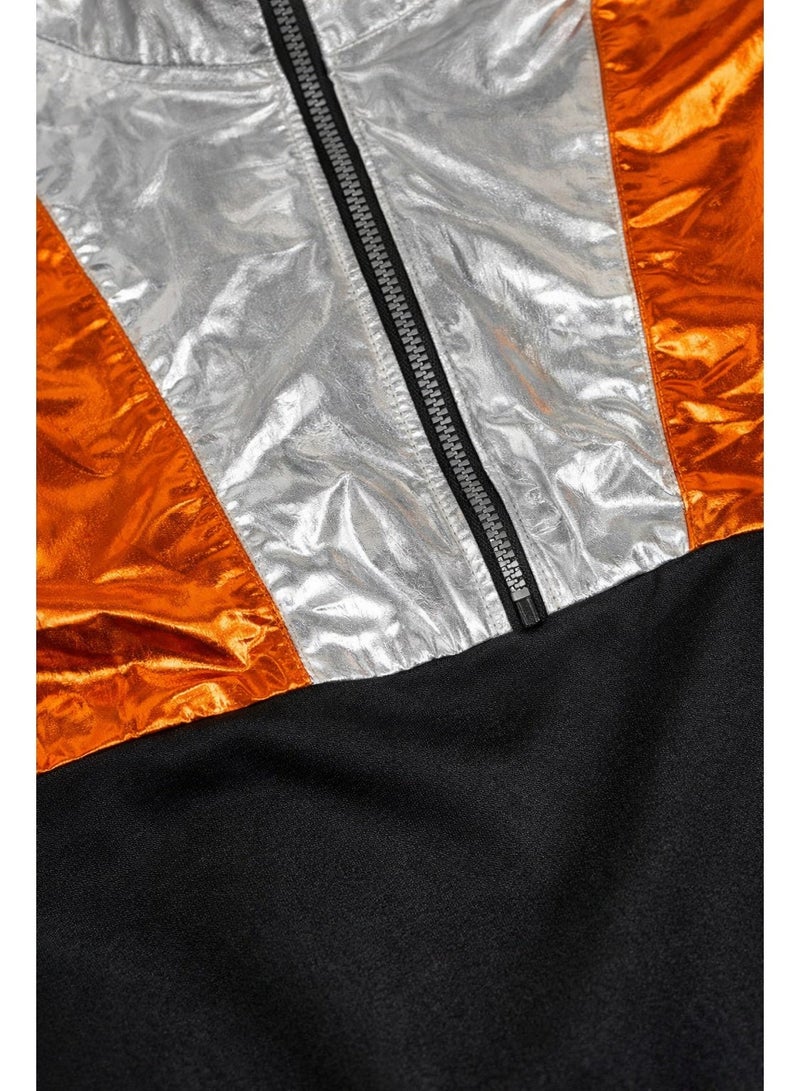 Shein Kids Half Zip Sweatshirt – Unisex Metallic Color Block Winter Top - Image 2