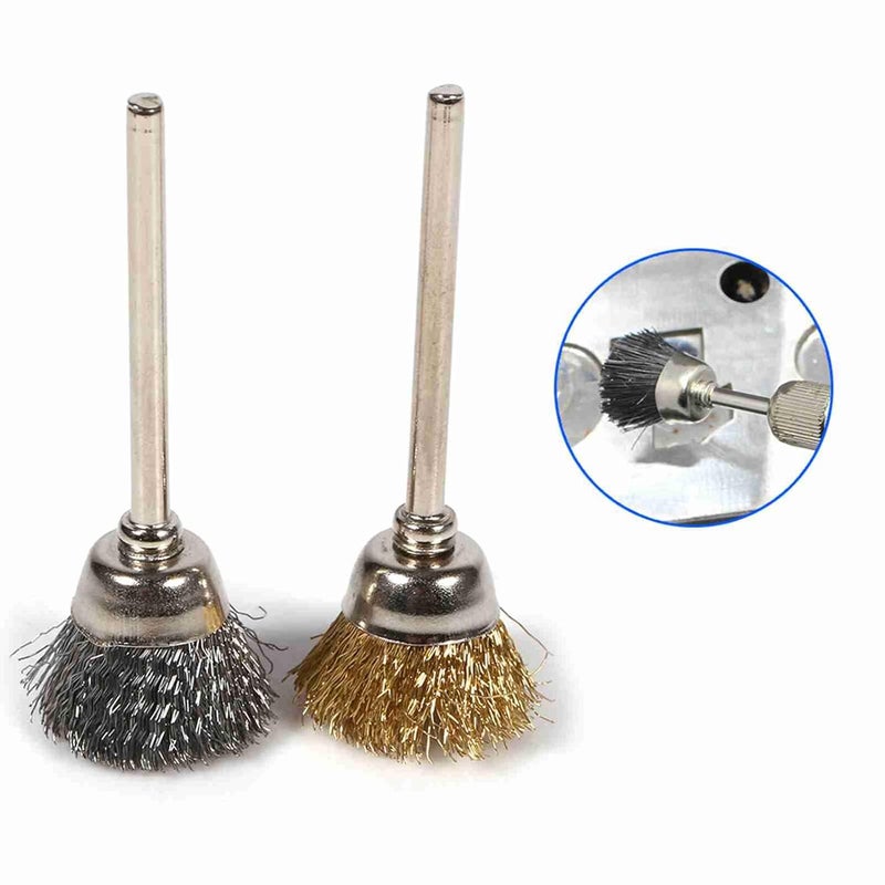 Pssopp 36Pcs Wire Brush Set, Brass and Steel Wire Brushes for Rust Removal and Polishing with 1/4 Inch Shank for Drill Angle Grinder Tools - Image 3