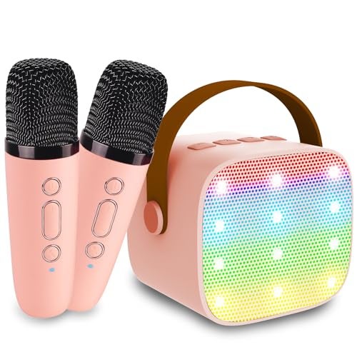 Darkant Mini Karaoke Machine for Kids Age 412 Bluetooth Speaker with 2 Wireless Microphone LED Lights Christmas Birthday Gifts for Girls Boys Kids Adults - Image 1
