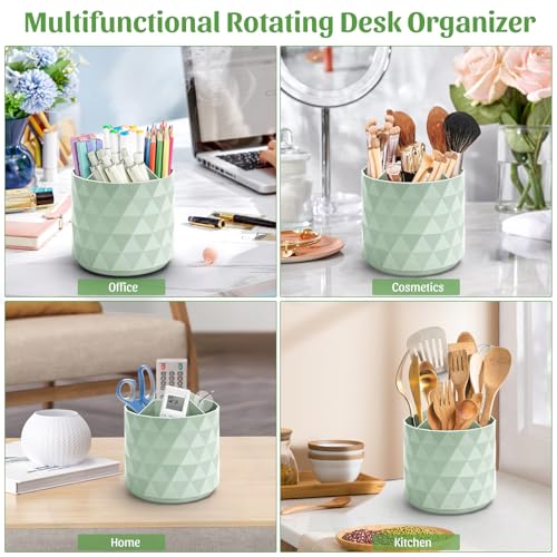 minimaliving Desk Organizer,Sparkling Diamond-like Pen Holder for Desk 360°Rotating Office Accessories,Pencil Cup with 5 Compartments Storage Box Caddy for Office,School,Home,Art Supply(Green) - Image 5