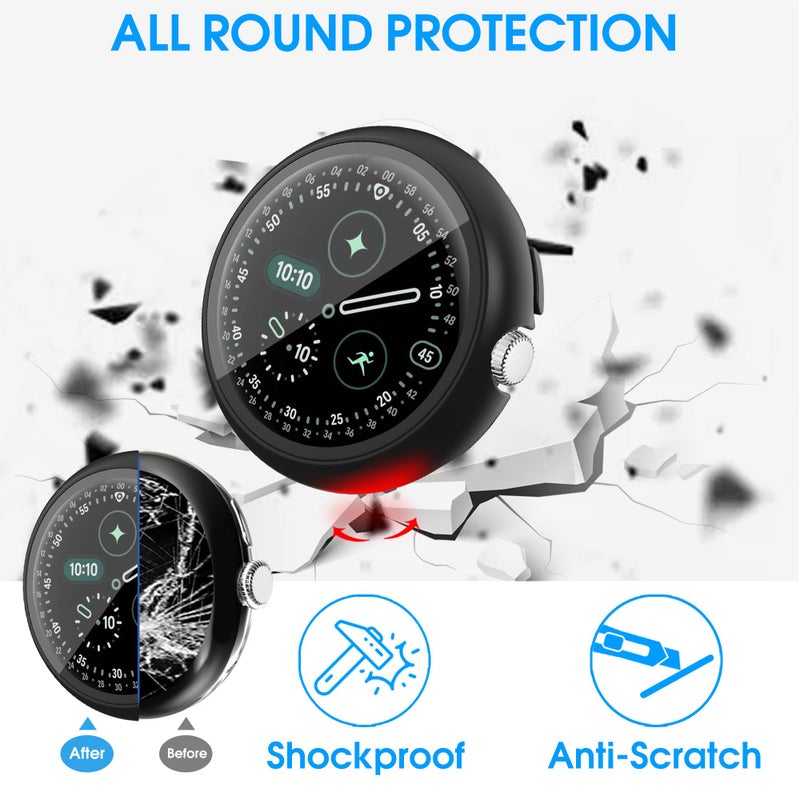 Tiorecime 10 Pack Case for Google Pixel Watch 4 41mm with Tempered Glass Screen Protector, Shockproof Hard PC Bumper, Charge with Case On, Protective Cover Compatible with Pixel Watch 4 41mm - Image 4