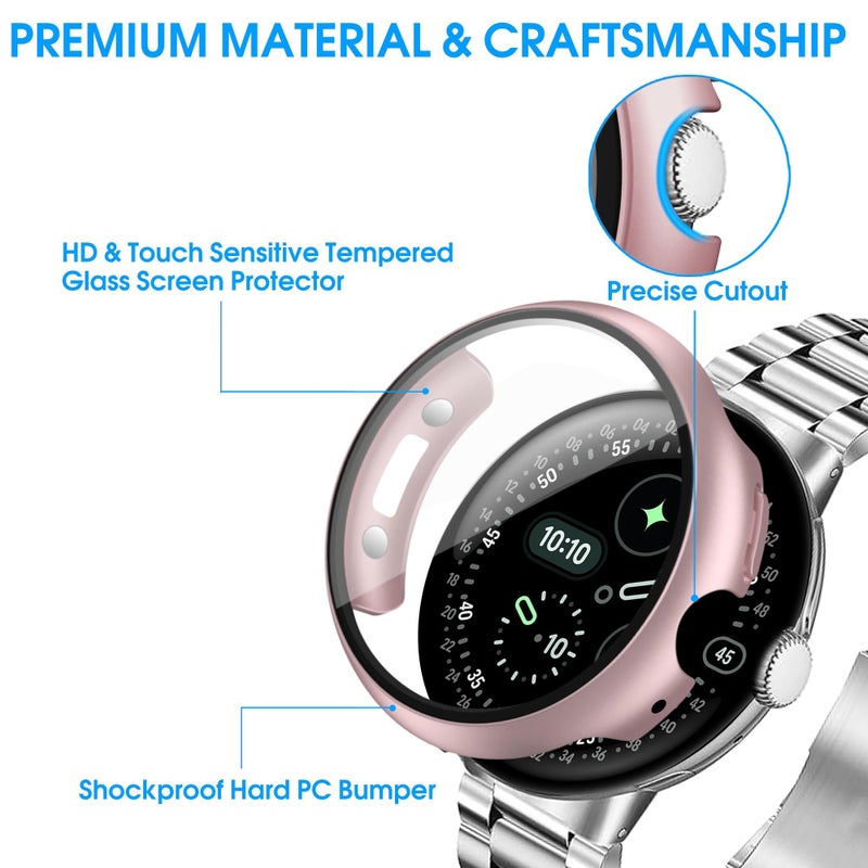 Tiorecime 10 Pack Case for Google Pixel Watch 4 41mm with Tempered Glass Screen Protector, Shockproof Hard PC Bumper, Charge with Case On, Protective Cover Compatible with Pixel Watch 4 41mm - Image 2