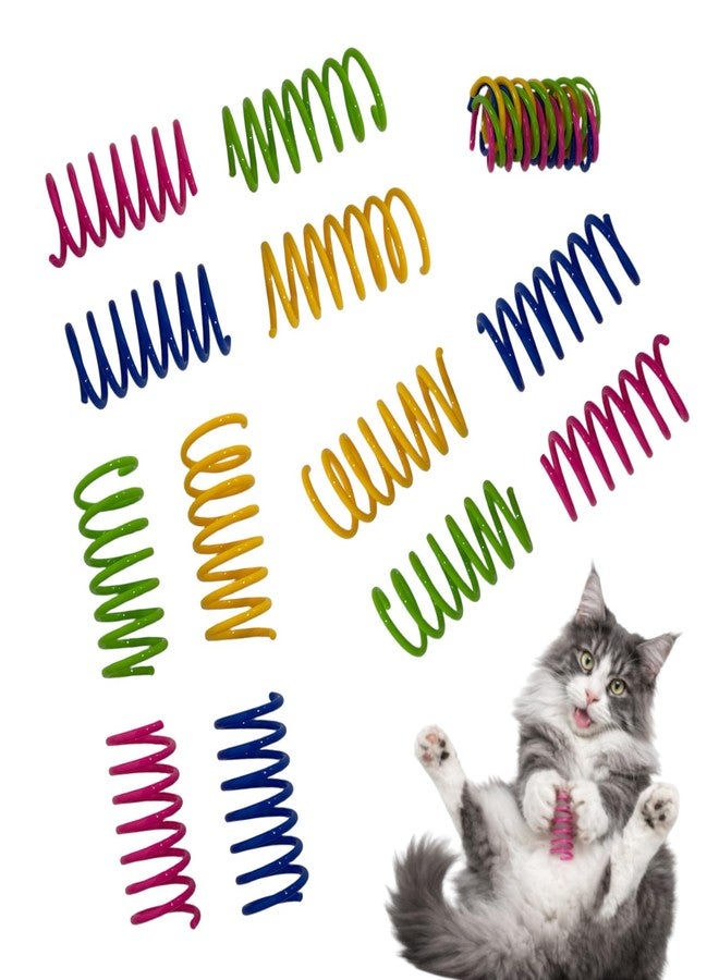 زونيكس ألعاب زنبركية للقطط المنزلية والقطط الصغيرة، عبوة من 12 قطعة من الزنبركات الحلزونية البلاستيكية الملونة، ألعاب تفاعلية للضرب والعض والمطاردة والصيد، ألعاب متينة وخفيفة الوزن للعب الفردي - Image 1