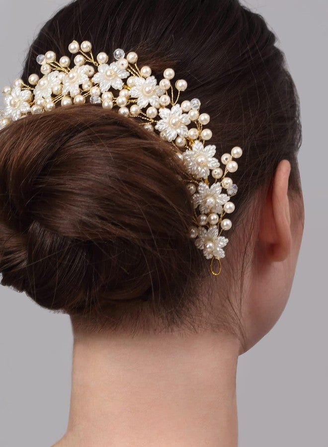 YouBella Fashion Jewellery Floral Shape Hair Chain Hair Accessories for Girls and Women (White) (YBHAIR_41655) - Image 2