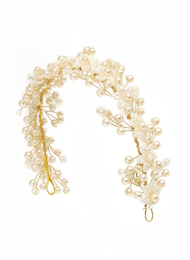 YouBella Fashion Jewellery Floral Shape Hair Chain Hair Accessories for Girls and Women (White) (YBHAIR_41655) - Image 1