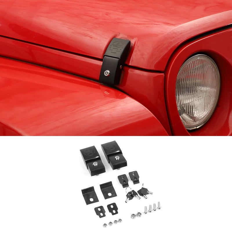 JeCar Aluminum Bonnet Latches with American Flag for Jeep Wrangler 2007-2023 JK JL Gladiator JT - Image 1