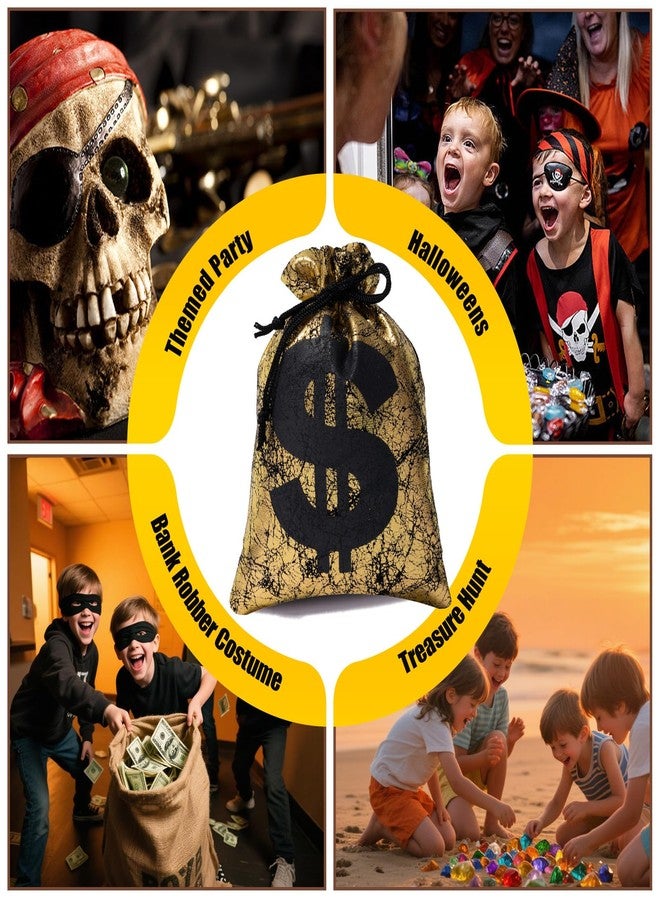 RICHNESS Money Bag with Dollar Sign 4.5X6 Inch Faux Leather Costume Money Bag Pouch with Drawstring Closure Treasure Sack for Bank Robber Old West Pirate Cowboy Casino Theme party Pack of 12 - Image 5
