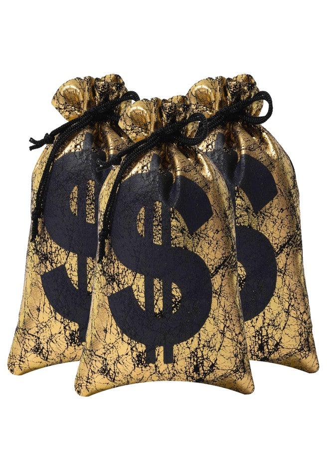 RICHNESS Money Bag with Dollar Sign 4.5X6 Inch Faux Leather Costume Money Bag Pouch with Drawstring Closure Treasure Sack for Bank Robber Old West Pirate Cowboy Casino Theme party Pack of 12 - Image 2