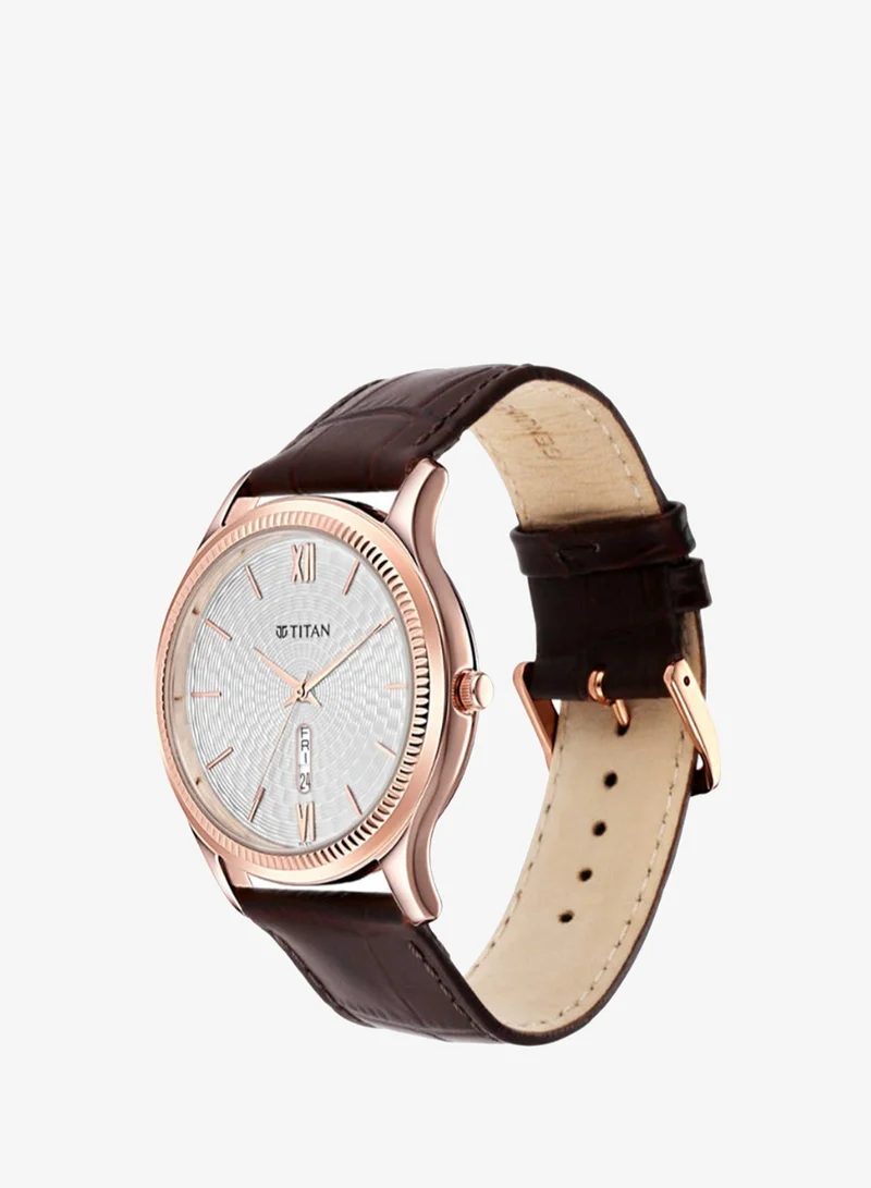 TITAN Men Analog Round Shape Leather Wrist Watch - 1824WL02 - 47.7 Mm