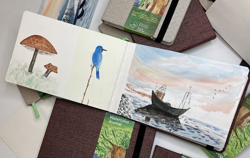 tumuarta Watercolor Journal, 8.25x5.5, 140 LB, 300 GSM, tumuarta Cotton Paper, Cold Press, 24 Sheets, 48 Pages, Watercolor Paper Sketchbooks for Use As Travel Notebook and Mixed Media Pad - Image 3