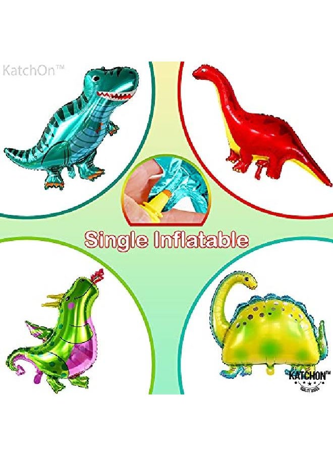 KATCHON Big Dinosaur Balloons For Birthday Party 51 Inch| Dinosaur Birthday Party Supplies | Standing 3D Dinosaur Birthday Party Balloons | Dino Balloons For Dinosaur Party Decorations Three Rex Party  - Image 5