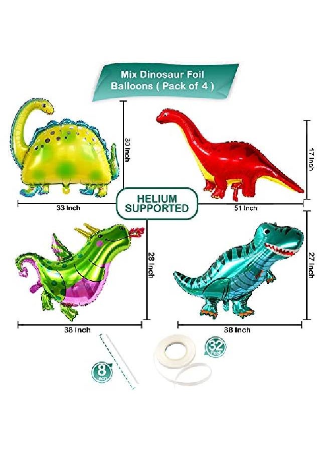 KATCHON Big Dinosaur Balloons For Birthday Party 51 Inch| Dinosaur Birthday Party Supplies | Standing 3D Dinosaur Birthday Party Balloons | Dino Balloons For Dinosaur Party Decorations Three Rex Party  - Image 4
