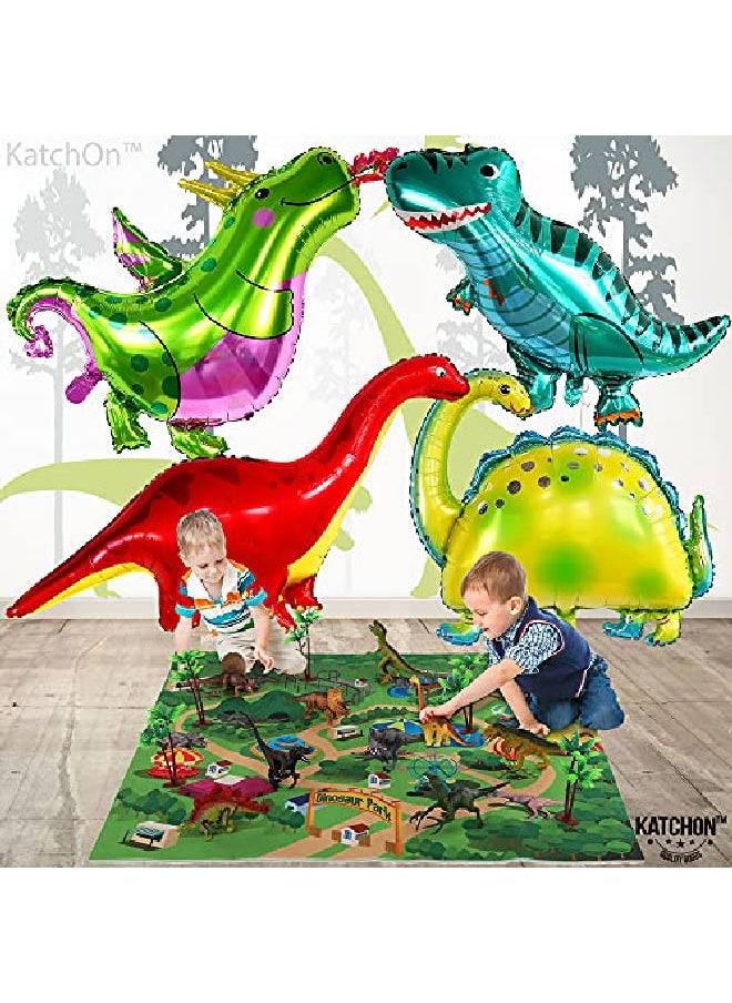 KATCHON Big Dinosaur Balloons For Birthday Party 51 Inch| Dinosaur Birthday Party Supplies | Standing 3D Dinosaur Birthday Party Balloons | Dino Balloons For Dinosaur Party Decorations Three Rex Party  - Image 3