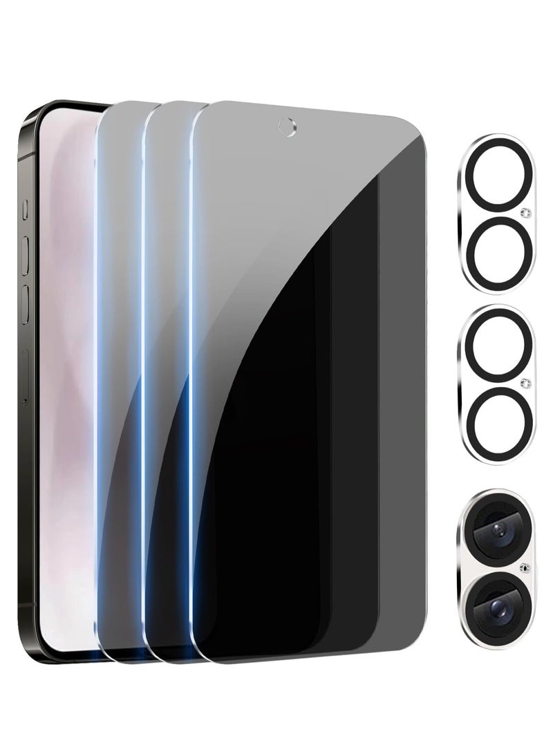 ELTRAZONE [3+3 Pack] Privacy Screen Protector for iPhone 16 Plus with Camera Lens Protector | Full Coverage Anti-Spy Tempered Glass Film | 9H Hardness | Enhanced Edge Protection | Easy Installation | Bubble Free [6.7 Inch] - Image 1