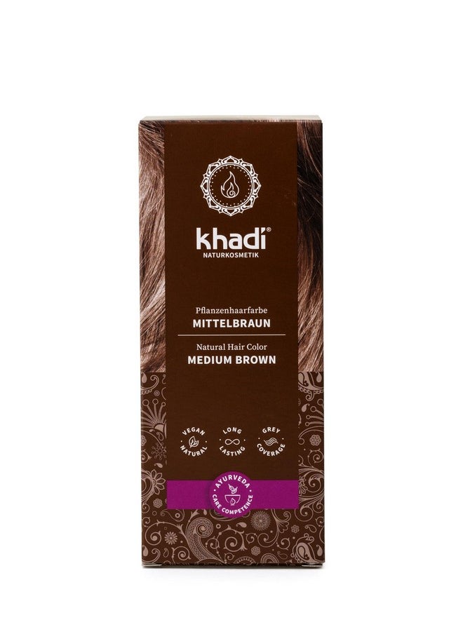 Khadi khadi Ayurvedic Natural Hair Color, 100% herbal, vegan, PPD & chemical free, certified natural cosmetics for healthy hair (MEDIUM BROWN, 1 Pack (1 x 3.5oz))  - Image 1