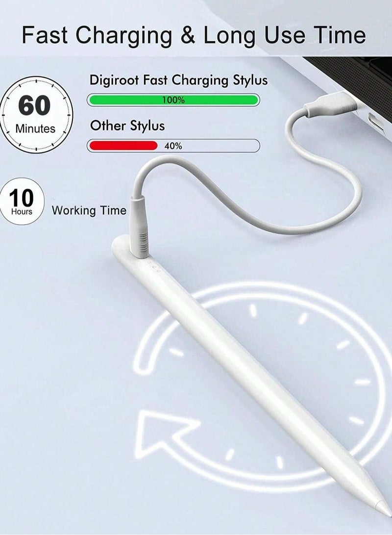 Stylus Pen Fast Charging Compatible With iPad Pencil With Palm Rejection Tilt Sensitivity Work For 2018-2024 iPad Air 3/4/5 iPad Mini 5/6 iPad 6/7/8/9/10 iPad Pro 11 iPad Pro 12.9