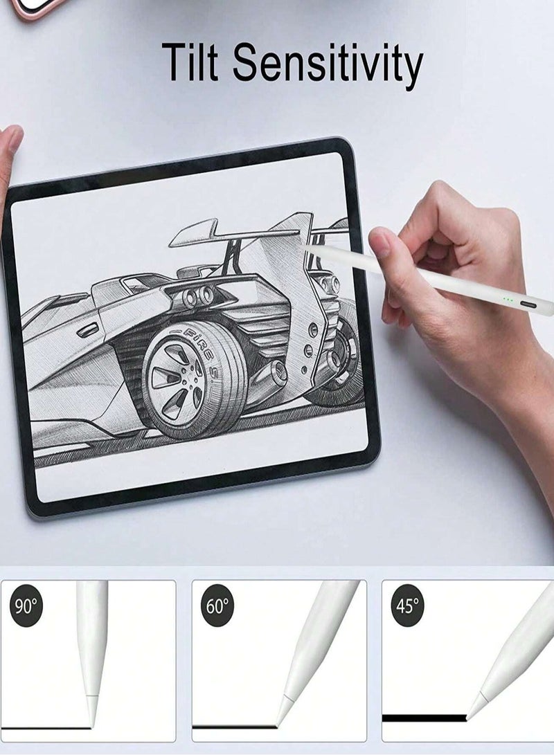 Stylus Pen Fast Charging Compatible With iPad Pencil With Palm Rejection Tilt Sensitivity Work For 2018-2024 iPad Air 3/4/5 iPad Mini 5/6 iPad 6/7/8/9/10 iPad Pro 11 iPad Pro 12.9