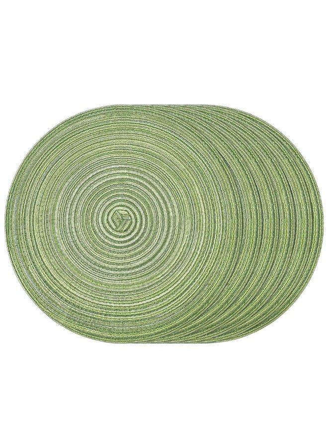 JZS Round Braided Placemats 36cm Washable Kitchen Table Placemats for Home Wedding Party,6PCS,Green - Image 1