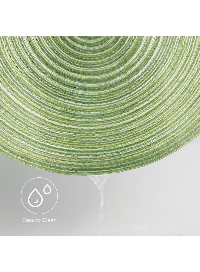 JZS Round Braided Placemats 36cm Washable Kitchen Table Placemats for Home Wedding Party,6PCS,Green - Image 4
