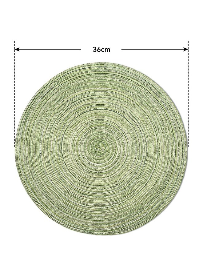 JZS Round Braided Placemats 36cm Washable Kitchen Table Placemats for Home Wedding Party,6PCS,Green - Image 2