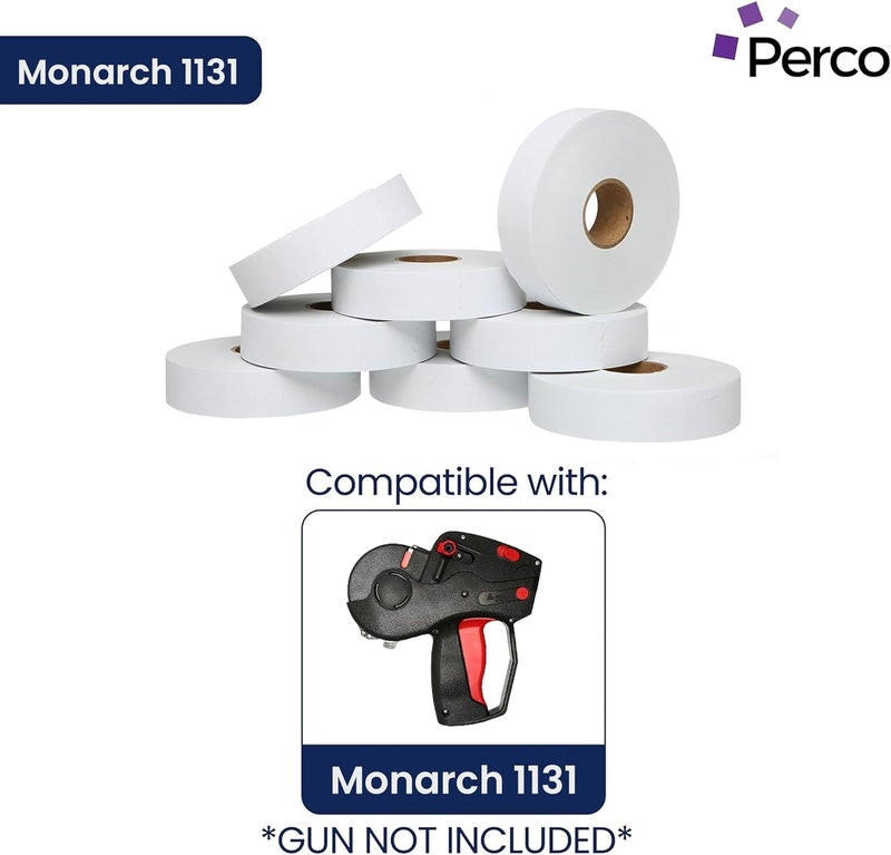 Perco White Pricing Labels for Monarch 1131 Price Gun – 3 Sleeves, 24 Rolls Value Pack - 60,000 Price Marking Labels – with Ink Rolls Included - Image 2