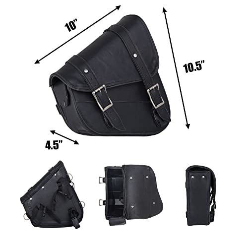 GARGOYLE BELLS Premium Naked Leather Swing Arm Bag For Motorcycle Left Side Solo Bags Saddle Bags For Softails Choppers (Style-1, Black) - Image 5