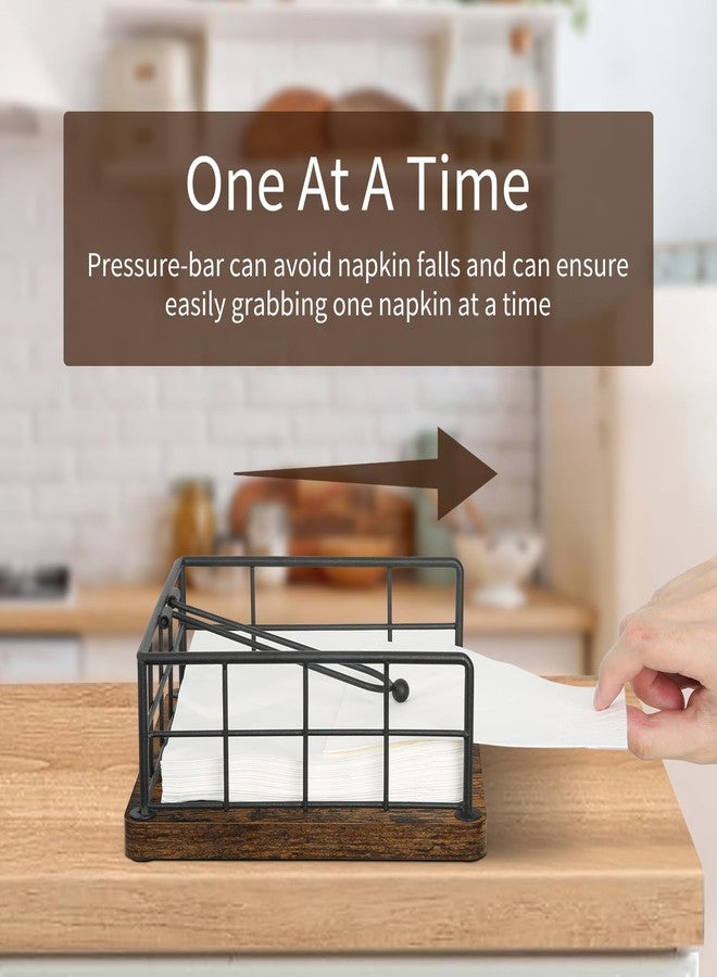 YINMIT Napkin Holder for Table, Farmhouse Napkin Holders with Weighted Arm, Wood Rustic Napkin Holders for Paper Napkins, Napkins Holder for Kitchen, Dining Table - Image 3