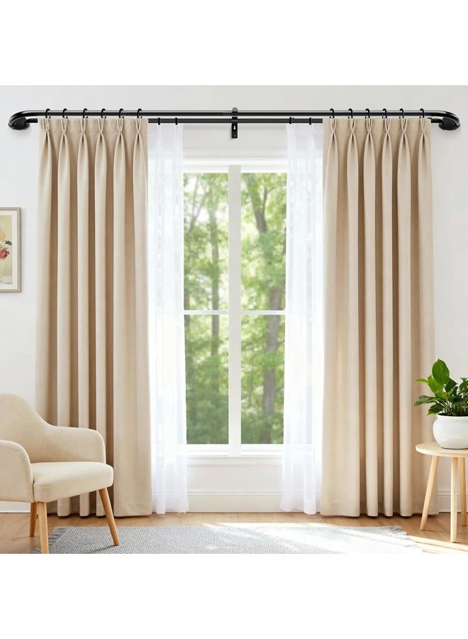 Abiglifty Double Curtain Rods, Wrap Around Curtain Rods, Extendable Double Curtain Rods for Windows, Room Darkening Double Drapery Rod, Black (28-120") - Image 2
