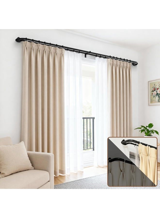 Abiglifty Double Curtain Rods, Wrap Around Curtain Rods, Extendable Double Curtain Rods for Windows, Room Darkening Double Drapery Rod, Black (28-120") - Image 3
