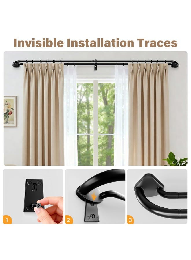 Abiglifty Double Curtain Rods, Wrap Around Curtain Rods, Extendable Double Curtain Rods for Windows, Room Darkening Double Drapery Rod, Black (28-120") - Image 5