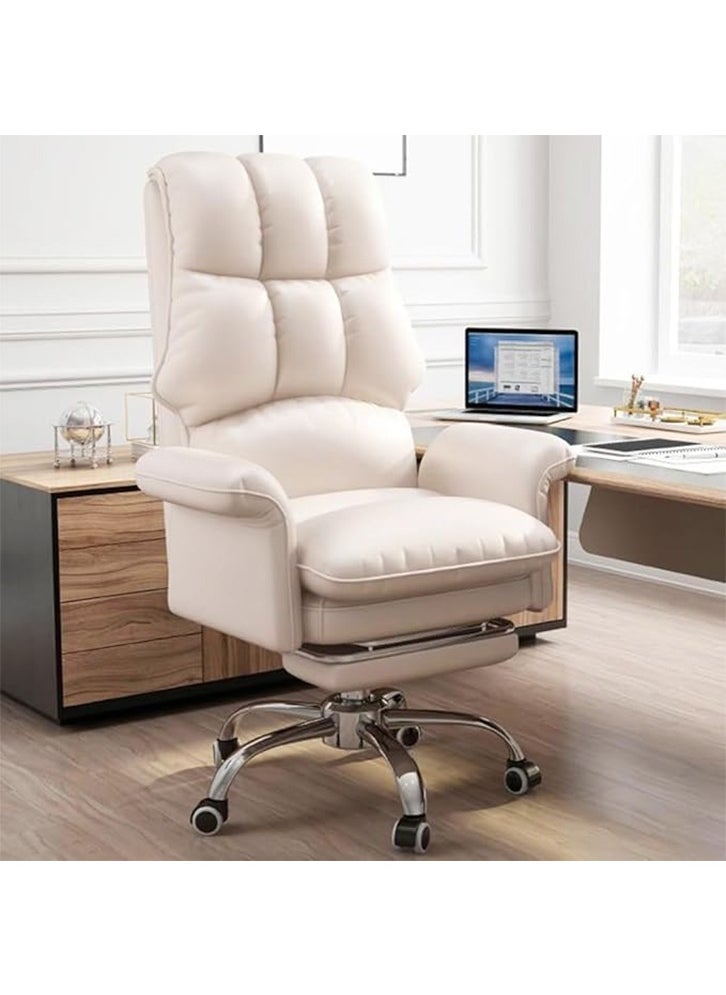 DAGGNOL Ergonomic Office Chair with Footrest Backrest, PU Leather Executive Chair High Back Adjustable Home Desk Chair Swivel Computer Chair Gaming Chair with Lumbar Support 420lbs (White)  - Image 1