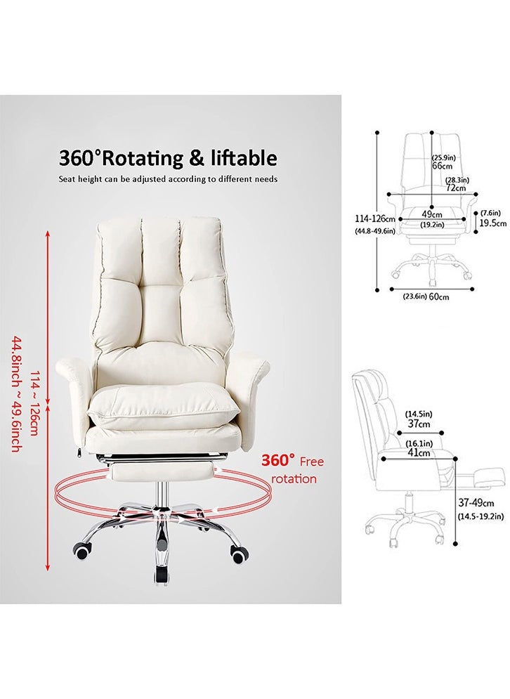 DAGGNOL Ergonomic Office Chair with Footrest Backrest, PU Leather Executive Chair High Back Adjustable Home Desk Chair Swivel Computer Chair Gaming Chair with Lumbar Support 420lbs (White)  - Image 2