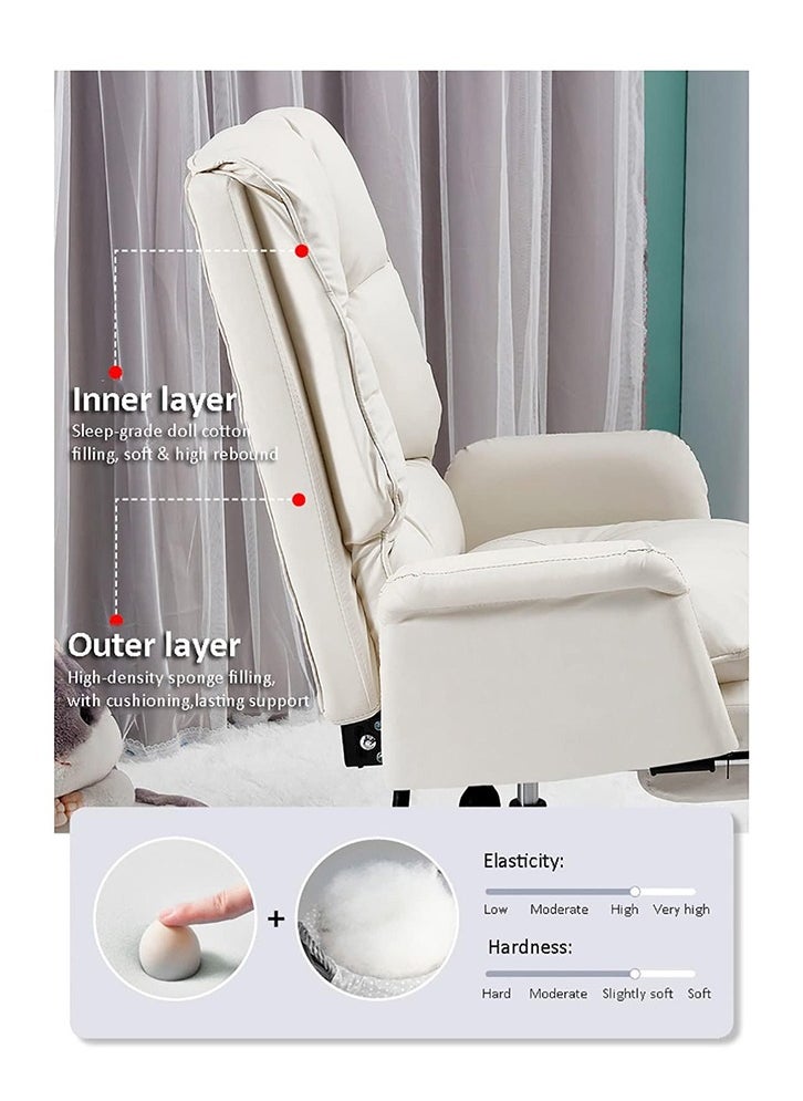 DAGGNOL Ergonomic Office Chair with Footrest Backrest, PU Leather Executive Chair High Back Adjustable Home Desk Chair Swivel Computer Chair Gaming Chair with Lumbar Support 420lbs (White)  - Image 4