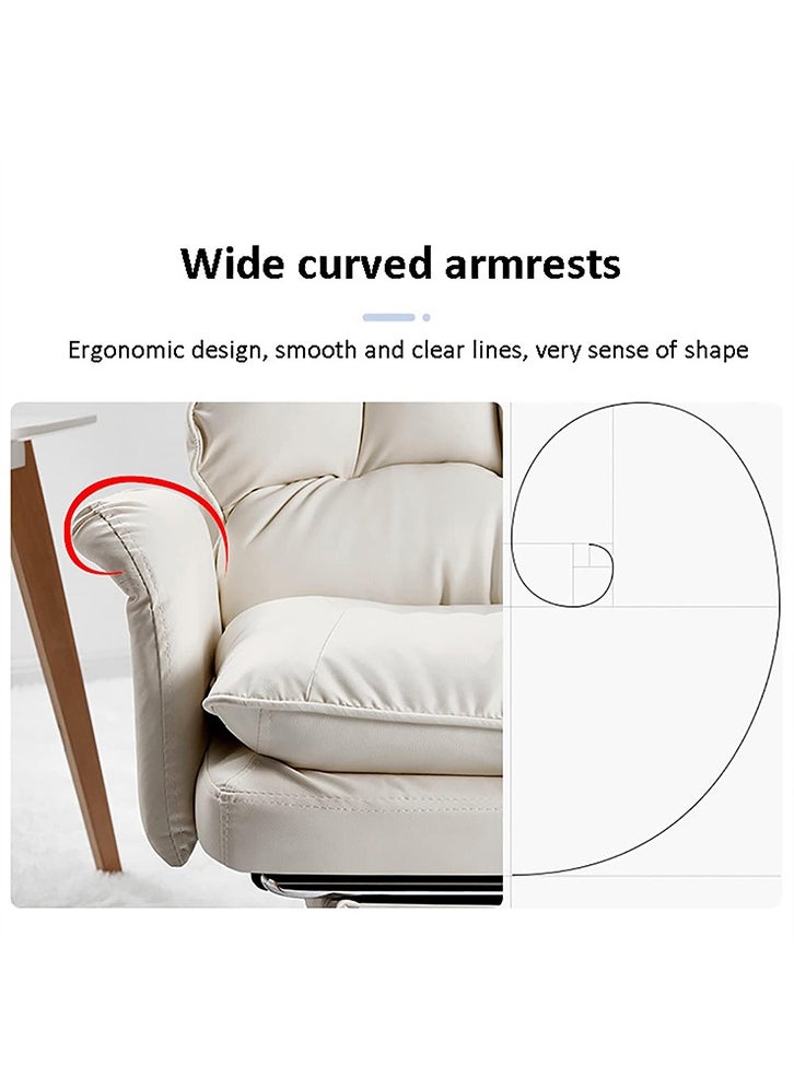 DAGGNOL Ergonomic Office Chair with Footrest Backrest, PU Leather Executive Chair High Back Adjustable Home Desk Chair Swivel Computer Chair Gaming Chair with Lumbar Support 420lbs (White)  - Image 5