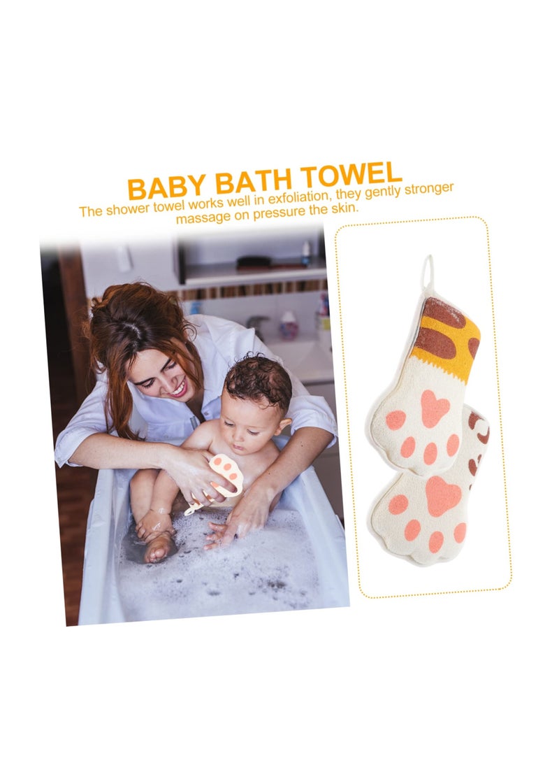 SYOSI 2Pcs Paw Bath Cotton Cartoon Towel Sponge Natural for Bathing Shower Mitten Mesh Exfoliating Brush Body Cleaning Scrubber Kid Loofah Child Net - Image 4
