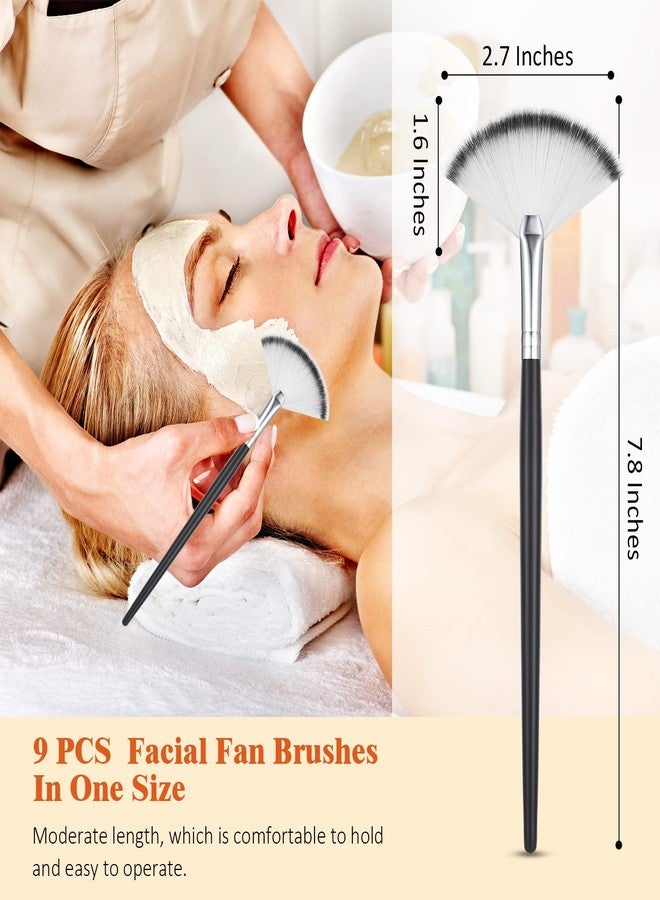 مايتيز مجموعة فرش الوجه من مايتيز، 9 قطع، فرش قناع مروحي، فرش ناعمة لتطبيق المكياج على الوجه، أدوات لتقشير قناع الجليكوليك، مكياج كريم الطين (شامبانيا، بنفسجي، أسود) - Image 2