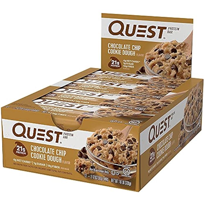 Quest ألواح بروتين كعكة العجين برقائق الشوكولاتة من كويست نوتريشن، 21 جرام بروتين، 1 جرام سكر، 4 جرام كربوهيدرات صافية، عالية الألياف، خالية من الغلوتين، صديقة للكيتو، 12 قطعة - Image 5